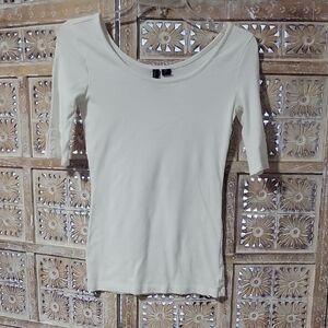 Cynthia Rowley Creamy White Boat Neck Short Sleeve Top S